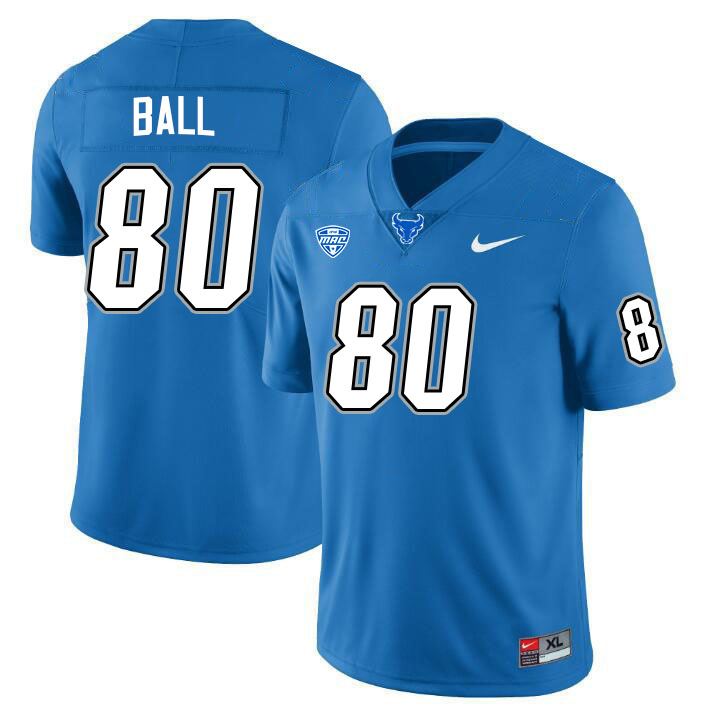 Buffalo Bulls #80 Cameron Ball College Football Jerseys Stitched Sale-Blue